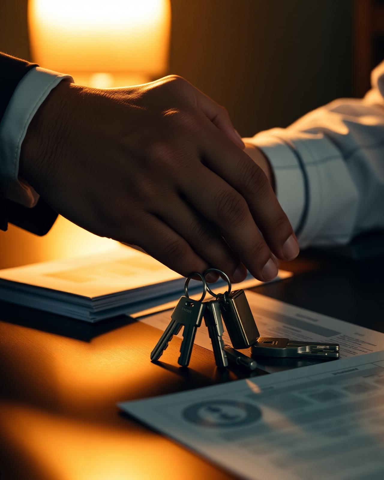 Handshake over house keys and closing documents